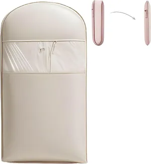 Space Saving Hanging Garment Bag with Self Compression Zipper, Taprinferior Hanging Garment Bag, Large Garment Bags (Beige,M)