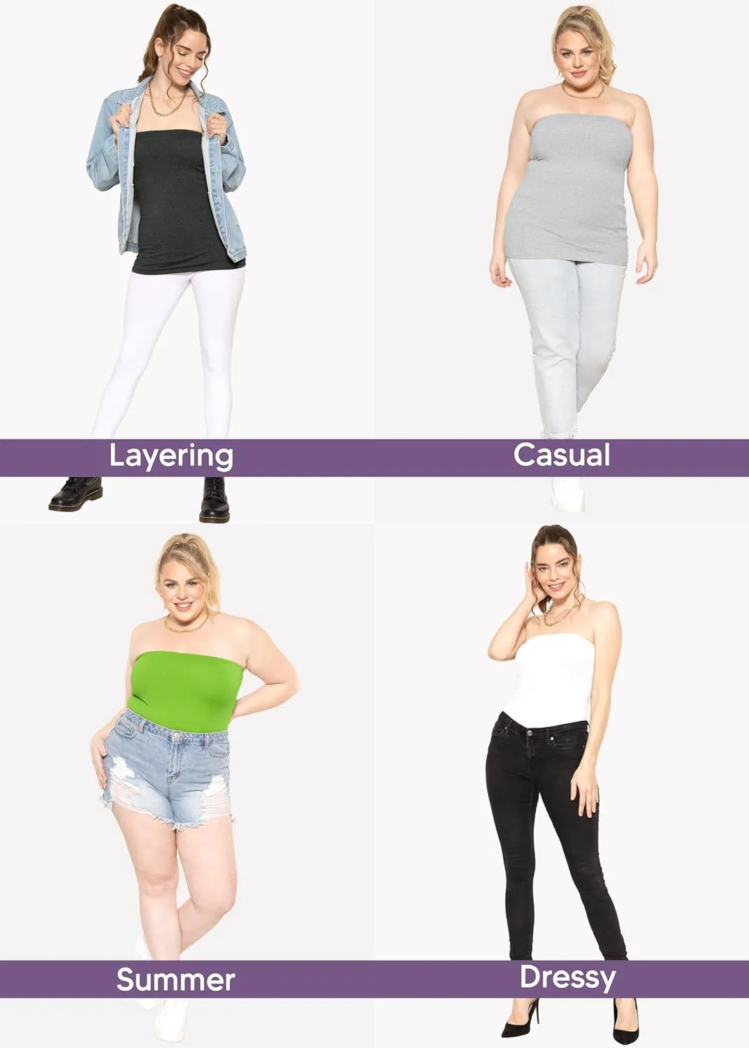 STRETCH IS COMFORT Women's & Plus Mid and Long Length Tube Top | X Small - 5X