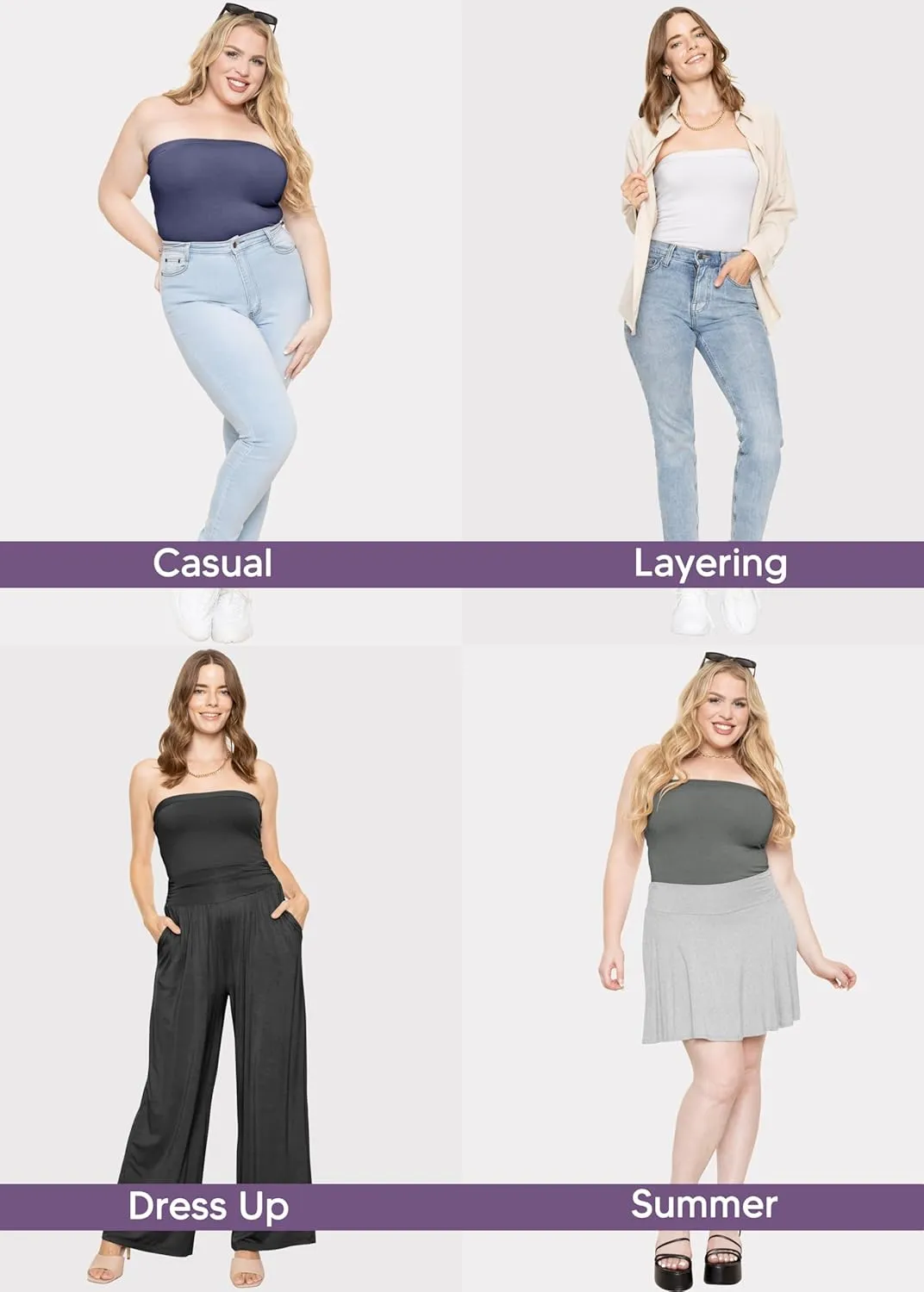 STRETCH IS COMFORT Women's & Plus Mid and Long Length Tube Top | X Small - 5X