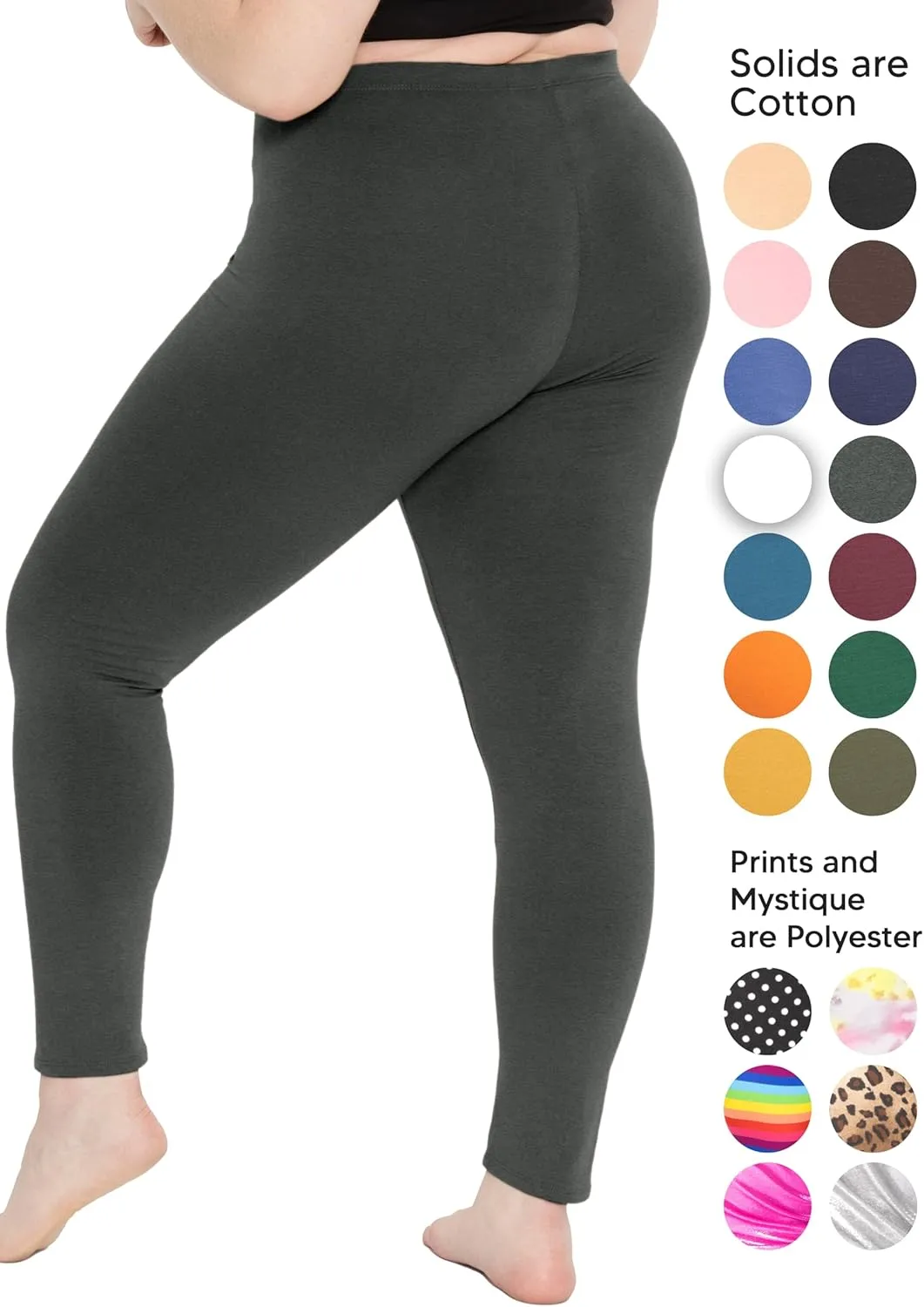 STRETCH IS COMFORT Women's Plus Size Knee & Full Length Cotton Leggings | X-Large - 7X