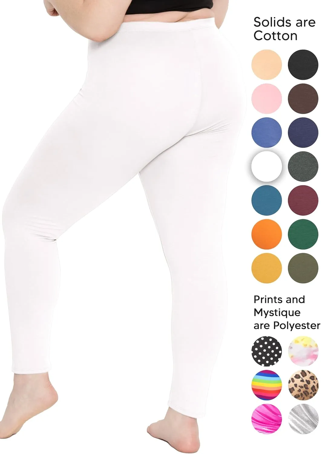 STRETCH IS COMFORT Women's Plus Size Knee & Full Length Cotton Leggings | X-Large - 7X