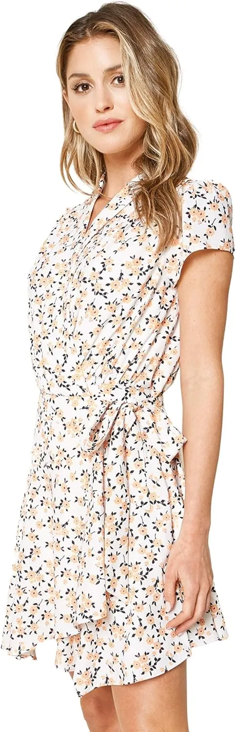 Sugar Lips Women's Sunday Floral Mini Wrap Dress
