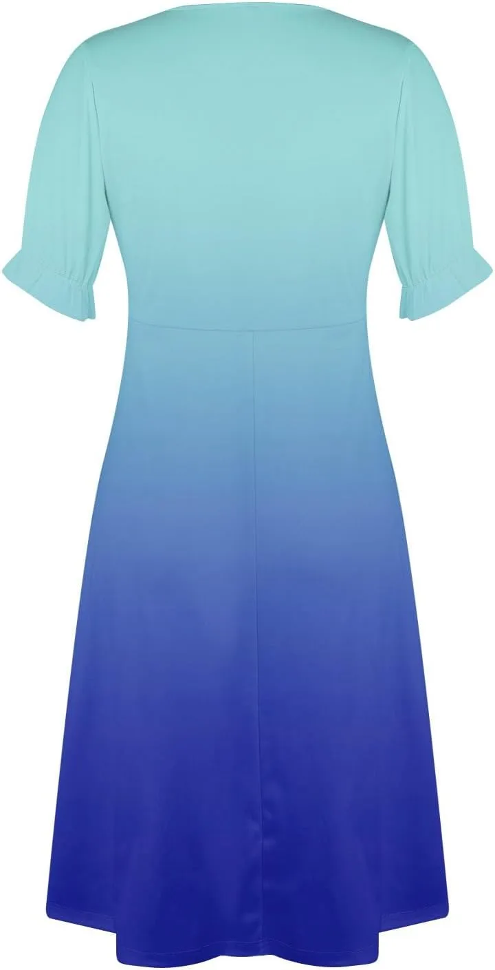 Summer Dresses for Women 2024 Wrap V Neck Short Sleeves Maxi Dresses Casual Floral Boho Flowy Beach Dresses
