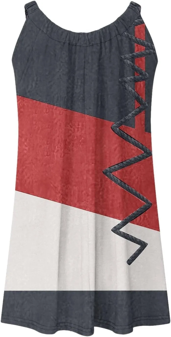 Summer Dresses for Women Beach Boho Sleeveless Vintage Floral Flowy Pocket Tshirt Tank Sundresses