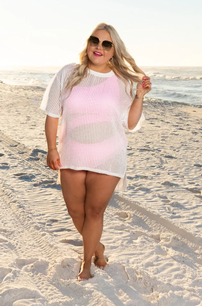 Summer Groove White Mesh Coverup