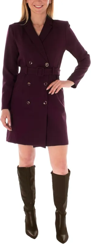 Taylor Women's Long Sleeve Collared Button Blazer Dress with Belt