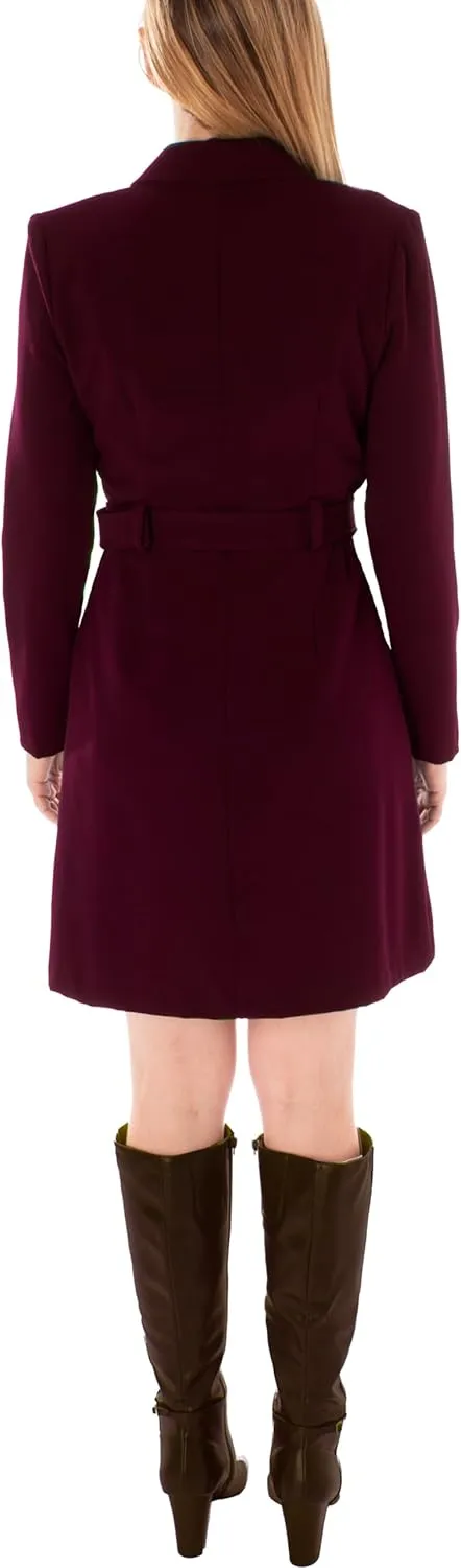 Taylor Women's Long Sleeve Collared Button Blazer Dress with Belt
