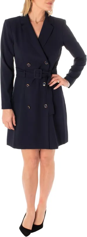 Taylor Women's Long Sleeve Collared Button Blazer Dress with Belt