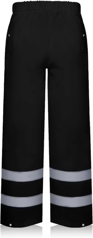 TCCFCCT High Vis Rain Pants Rain Suits for Men Waterproof, Hi Vis Rain Pants for Men Women with Hood, High Visibility Rain Gear Reflective for Safety Work & Outdoor Activities, S-M Black P