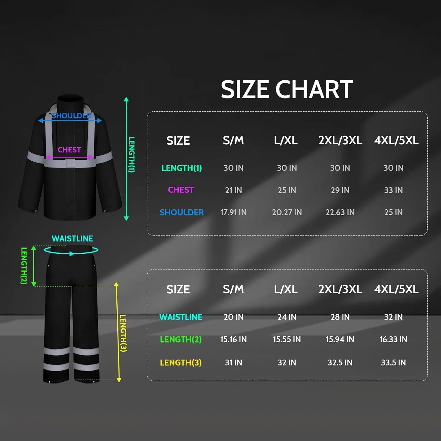 TCCFCCT High Vis Rain Pants Rain Suits for Men Waterproof, Hi Vis Rain Pants for Men Women with Hood, High Visibility Rain Gear Reflective for Safety Work & Outdoor Activities, S-M Black P