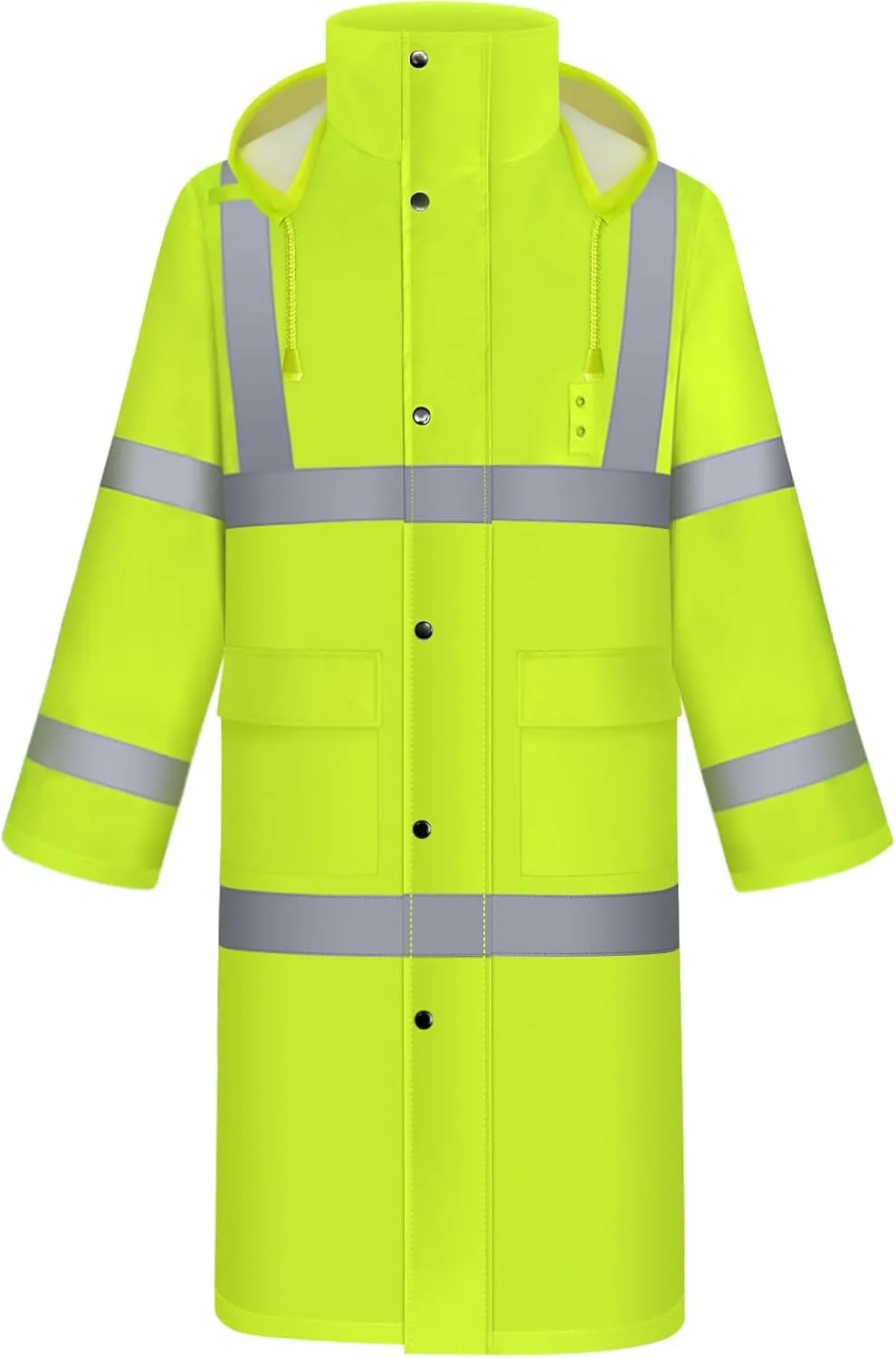 TCCFCCT Rain Coats for Men Hi Vis Rain Jacket Men with Hood, Heavy Duty Rain Suits for Men Waterproof, Long Safety Rain Gear for Men Women for Hiking Camping Outdoor Activities, M Yellow