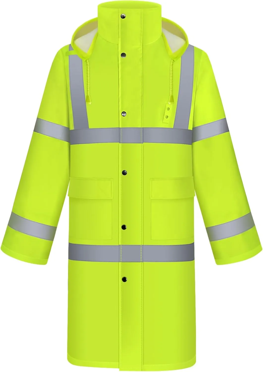 TCCFCCT Rain Jacket Men Hi Vis Rain Suits for Men Waterproof with Hood, Heavy Duty Long Rain Coats for Men Work,Safety Rain Gear for Men Women for Hiking Camping Outdoor Activities, L Yellow