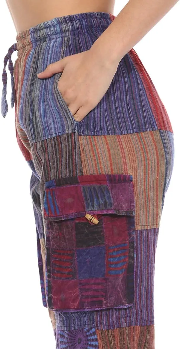 THE COLLECTION ROYAL Unisex Hippie Patchwork Bohemian Casual Rave Festival Harem Drawstring Boho Trouser Jogger Pants