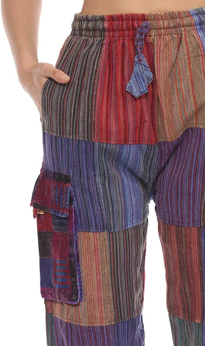 THE COLLECTION ROYAL Unisex Hippie Patchwork Bohemian Casual Rave Festival Harem Drawstring Boho Trouser Jogger Pants