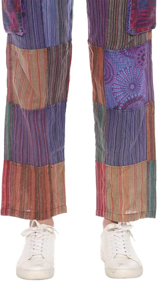 THE COLLECTION ROYAL Unisex Hippie Patchwork Bohemian Casual Rave Festival Harem Drawstring Boho Trouser Pants