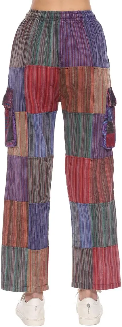 THE COLLECTION ROYAL Unisex Hippie Patchwork Bohemian Casual Rave Festival Harem Drawstring Boho Trouser Pants
