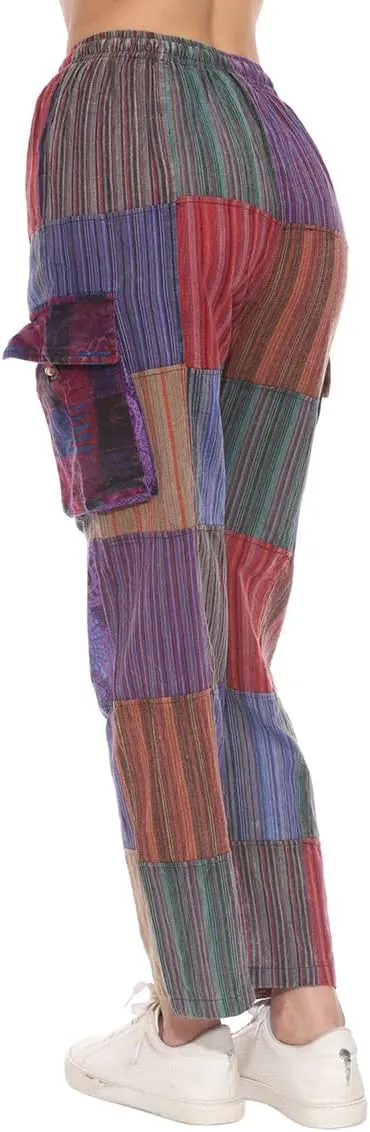 THE COLLECTION ROYAL Unisex Hippie Patchwork Bohemian Casual Rave Festival Harem Drawstring Boho Trouser Pants