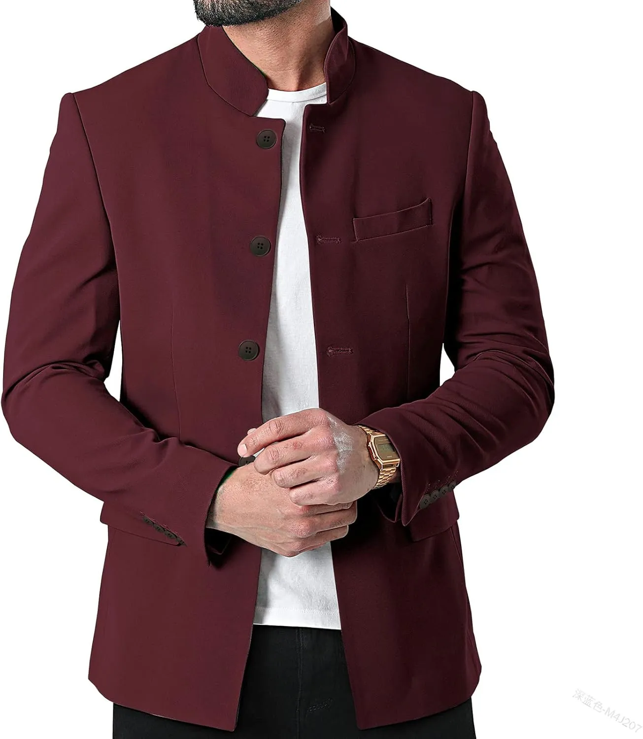THWEI Mens Casual Suit Blazer Jackets Stand Collar Business Sport Coats