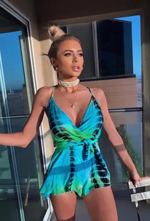 TIE DYE WRAP FRONT ROMPER