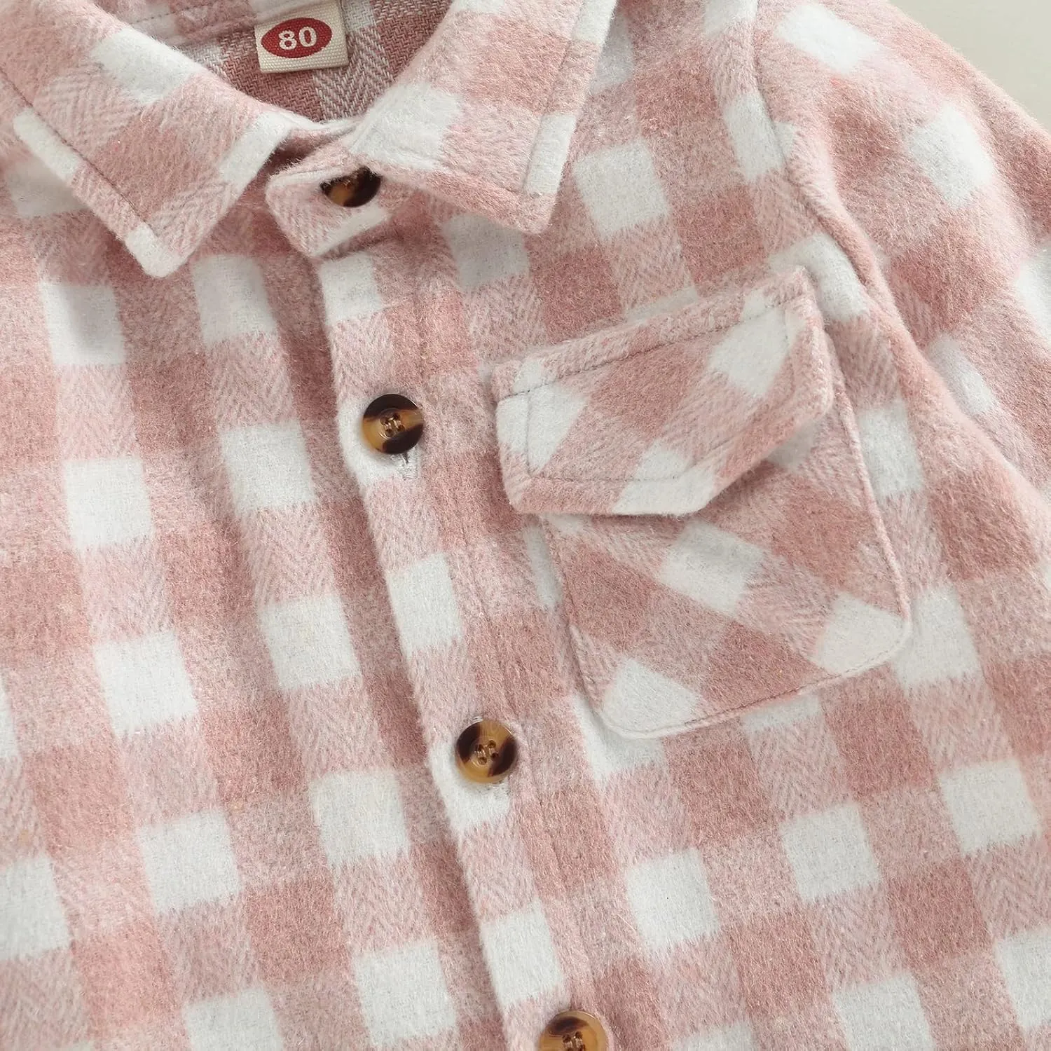 Toddler Baby Boys Girls Flannel Jacket Long Sleeve Lapel Button Down Plaid Shirts Jacket Coats Shacket Cardigan Top