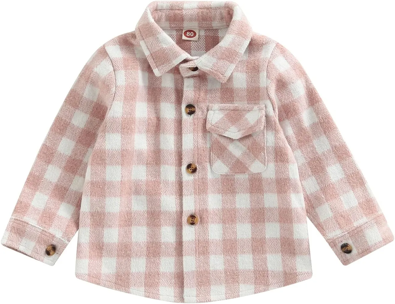 Toddler Baby Boys Girls Flannel Jacket Long Sleeve Lapel Button Down Plaid Shirts Jacket Coats Shacket Cardigan Top