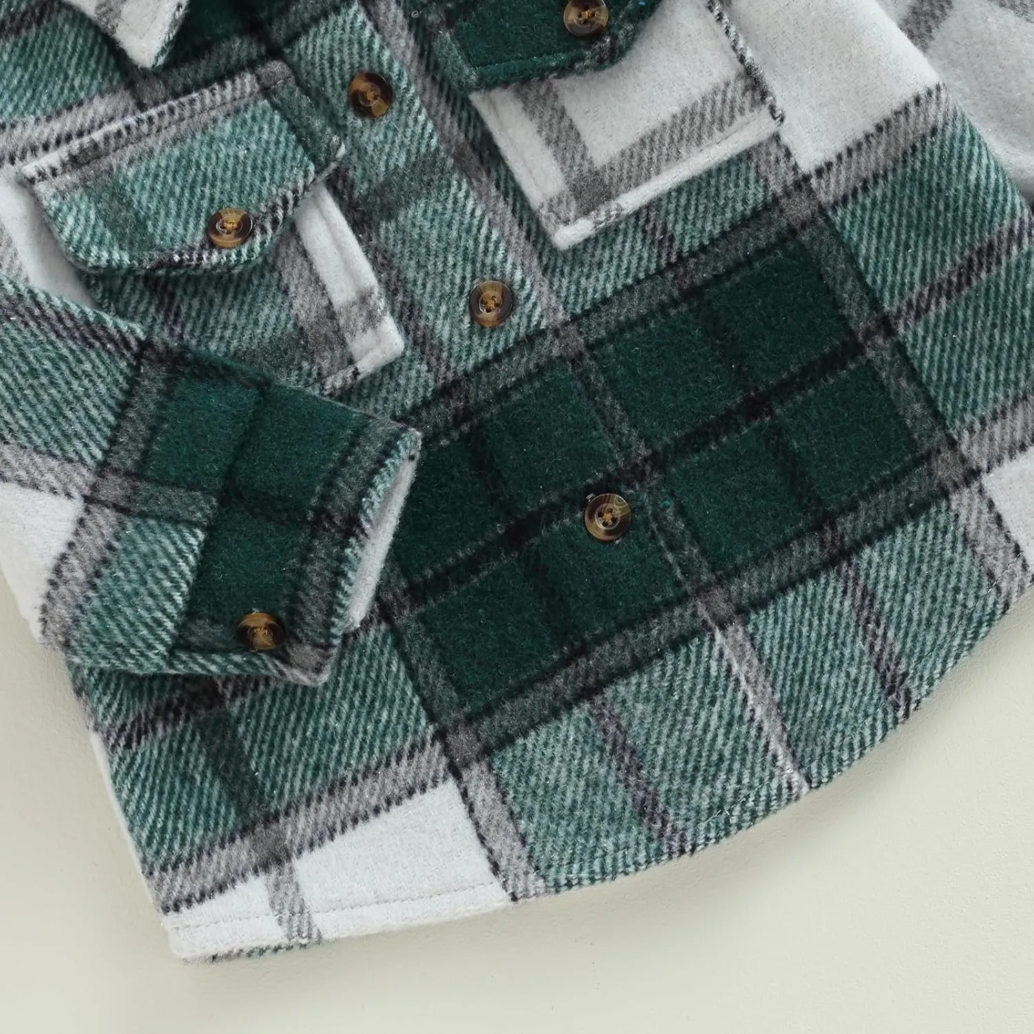 Toddler Baby Boys Girls Flannel Jacket Long Sleeve Lapel Button Down Plaid Shirts Jacket Coats Shacket Cardigan Top