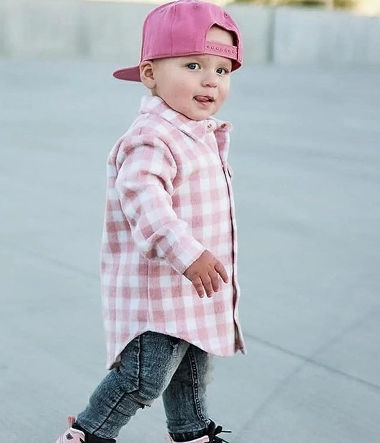 Toddler Baby Boys Girls Flannel Jacket Long Sleeve Lapel Button Down Plaid Shirts Jacket Coats Shacket Cardigan Top