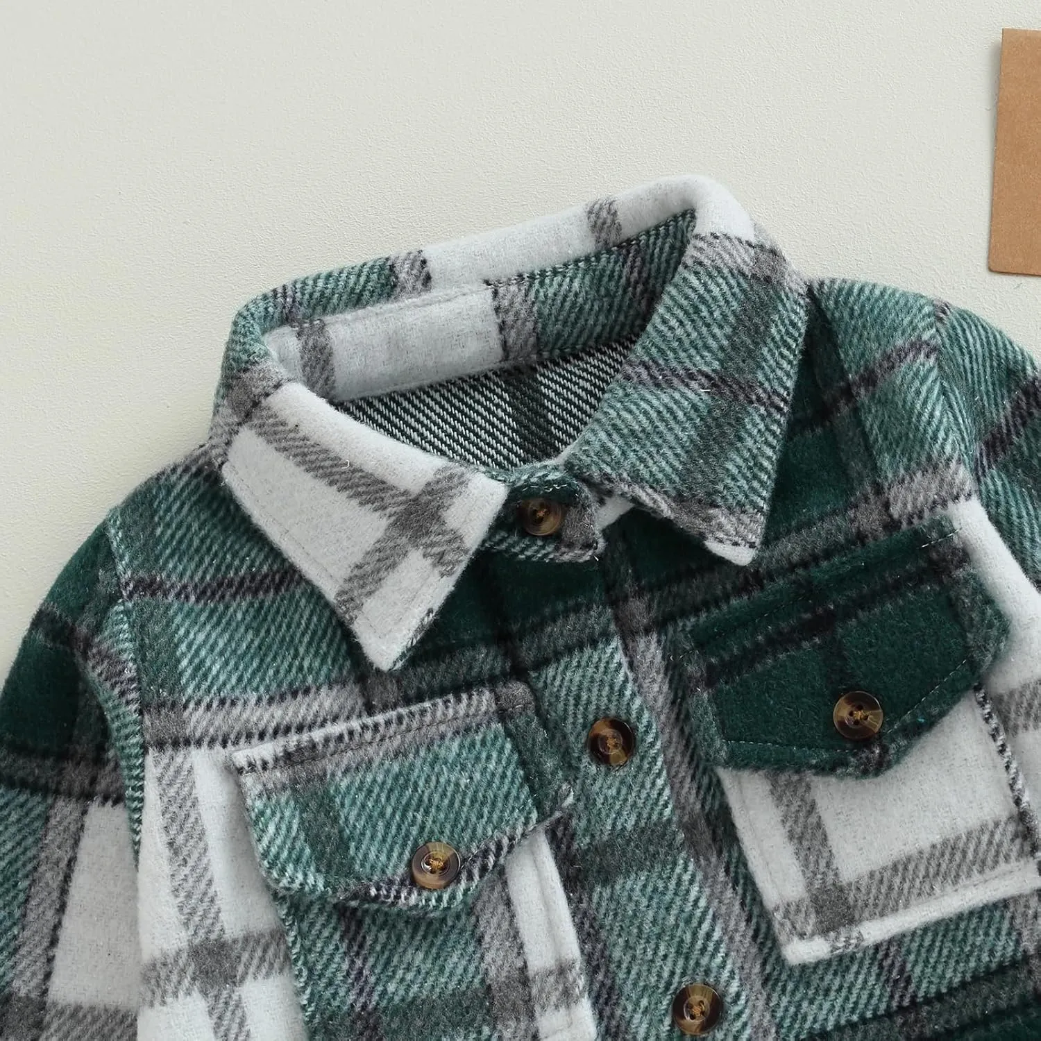 Toddler Baby Boys Girls Flannel Jacket Long Sleeve Lapel Button Down Plaid Shirts Jacket Coats Shacket Cardigan Top