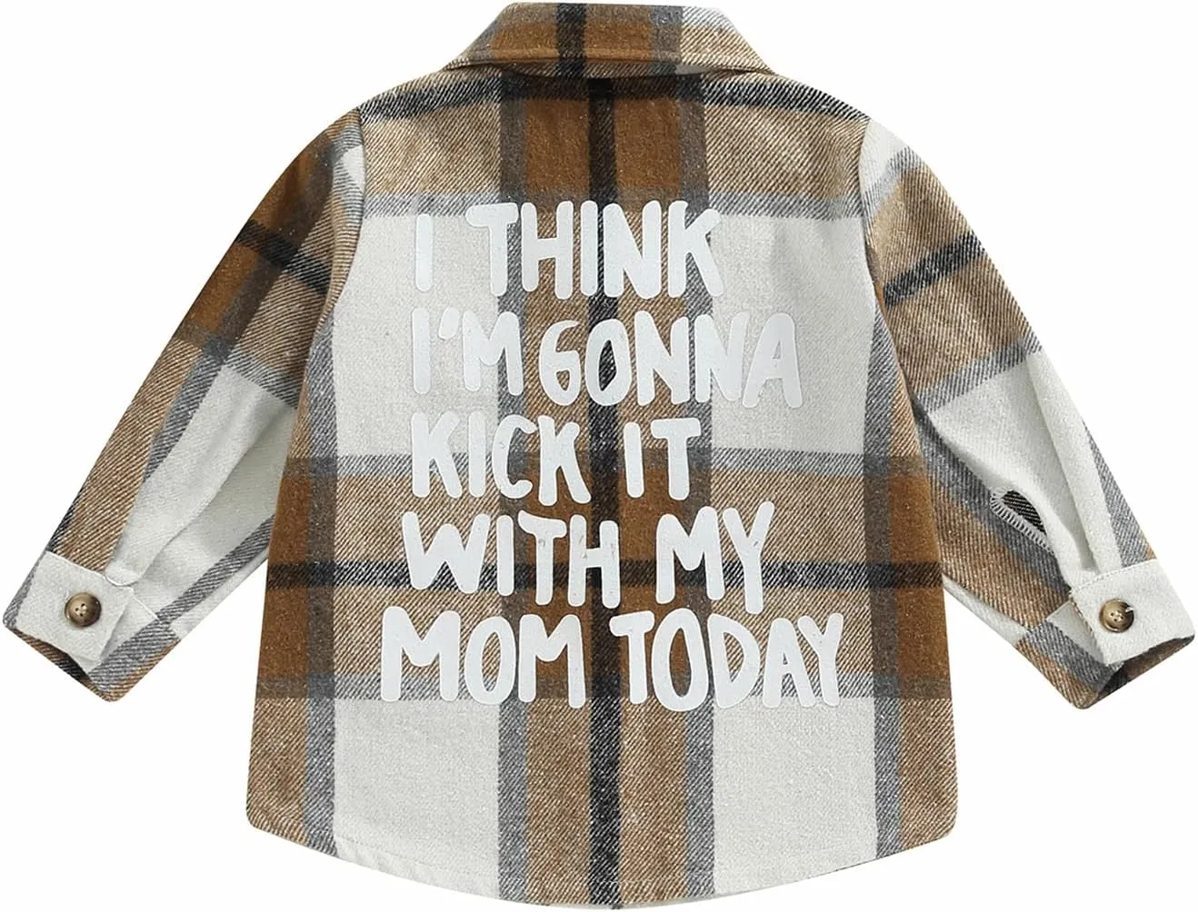 Toddler Baby Boys Girls Flannel Jacket Long Sleeve Lapel Button Down Plaid Shirts Jacket Coats Shacket Cardigan Top
