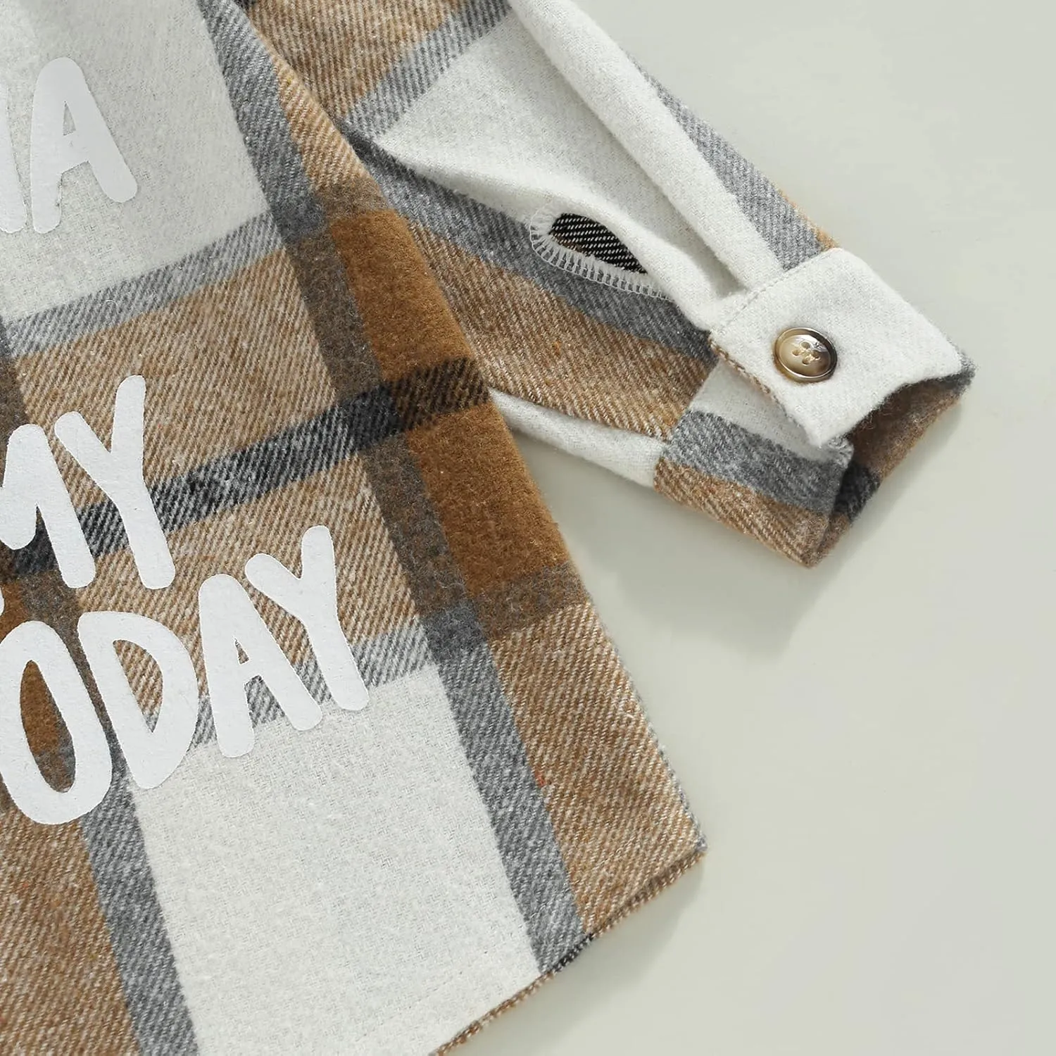 Toddler Baby Boys Girls Flannel Jacket Long Sleeve Lapel Button Down Plaid Shirts Jacket Coats Shacket Cardigan Top