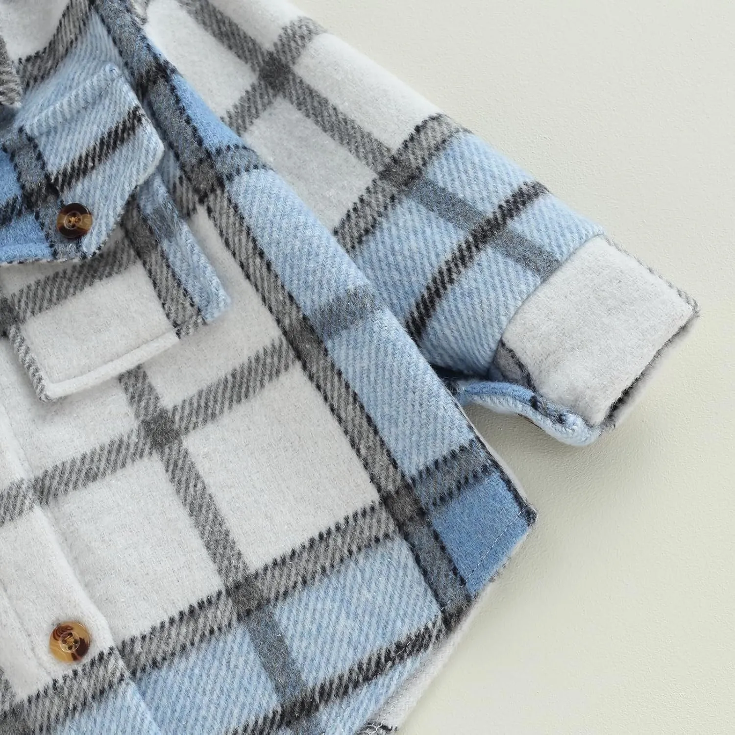 Toddler Baby Boys Girls Flannel Jacket Long Sleeve Lapel Button Down Plaid Shirts Jacket Coats Shacket Cardigan Top