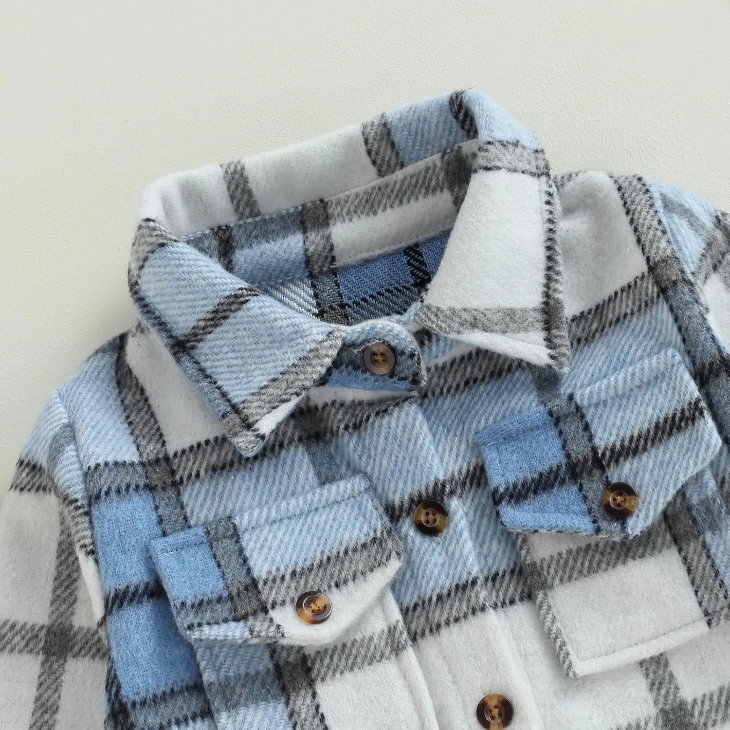 Toddler Baby Boys Girls Flannel Jacket Long Sleeve Lapel Button Down Plaid Shirts Jacket Coats Shacket Cardigan Top