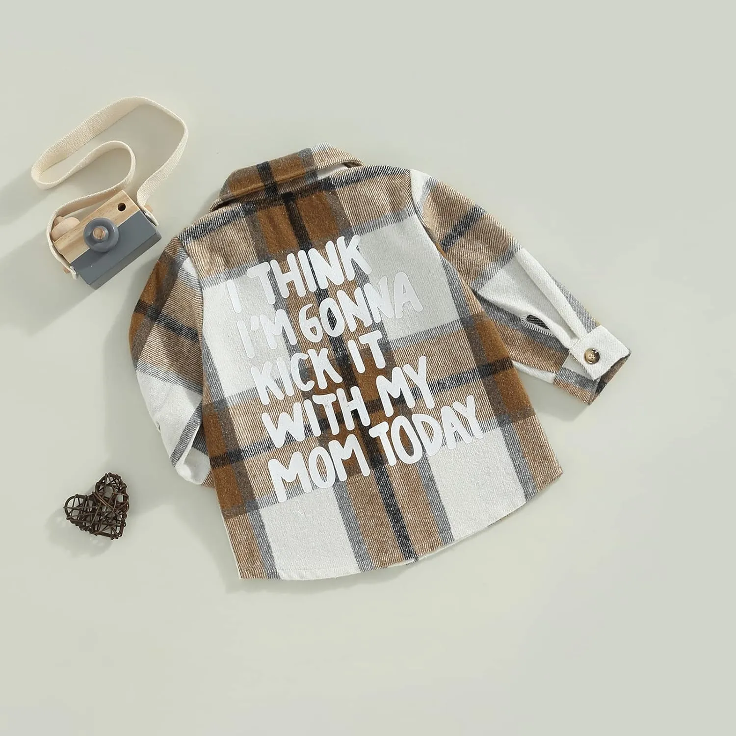 Toddler Baby Boys Girls Flannel Jacket Long Sleeve Lapel Button Down Plaid Shirts Jacket Coats Shacket Cardigan Top