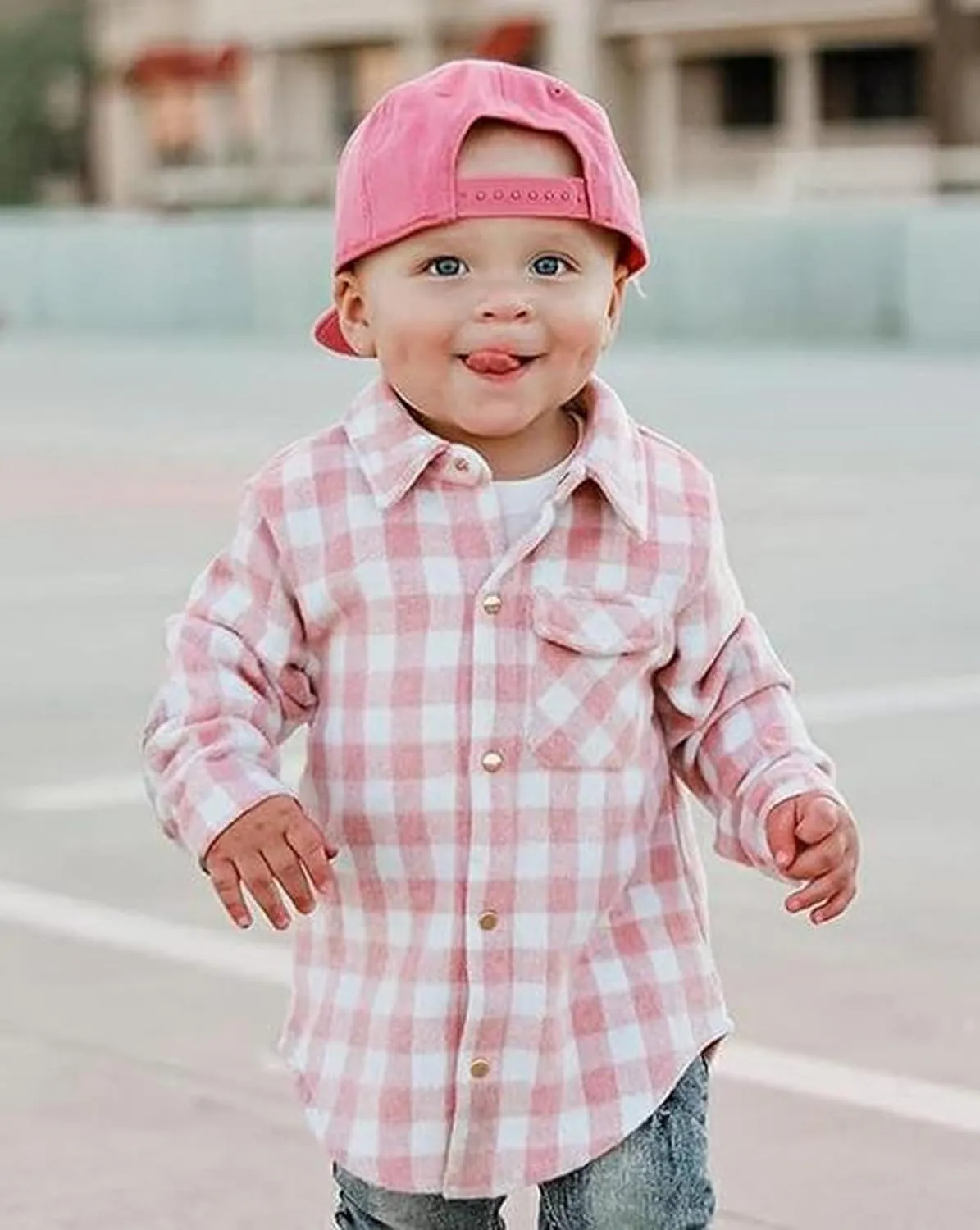Toddler Baby Boys Girls Flannel Jacket Long Sleeve Lapel Button Down Plaid Shirts Jacket Coats Shacket Cardigan Top