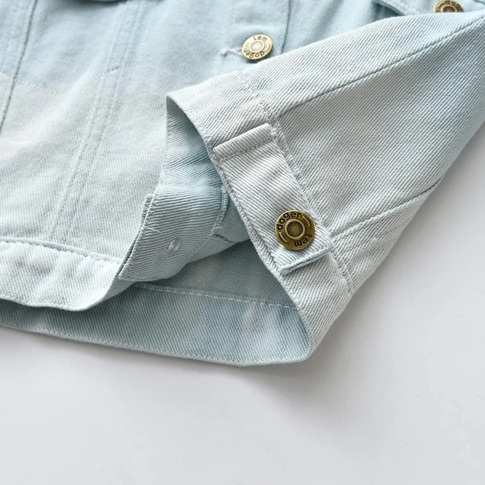 Toddler Kid Baby Boys Girls Denim Jacket Coats Long Sleeve Button Down Casual Overcoat Outerwear