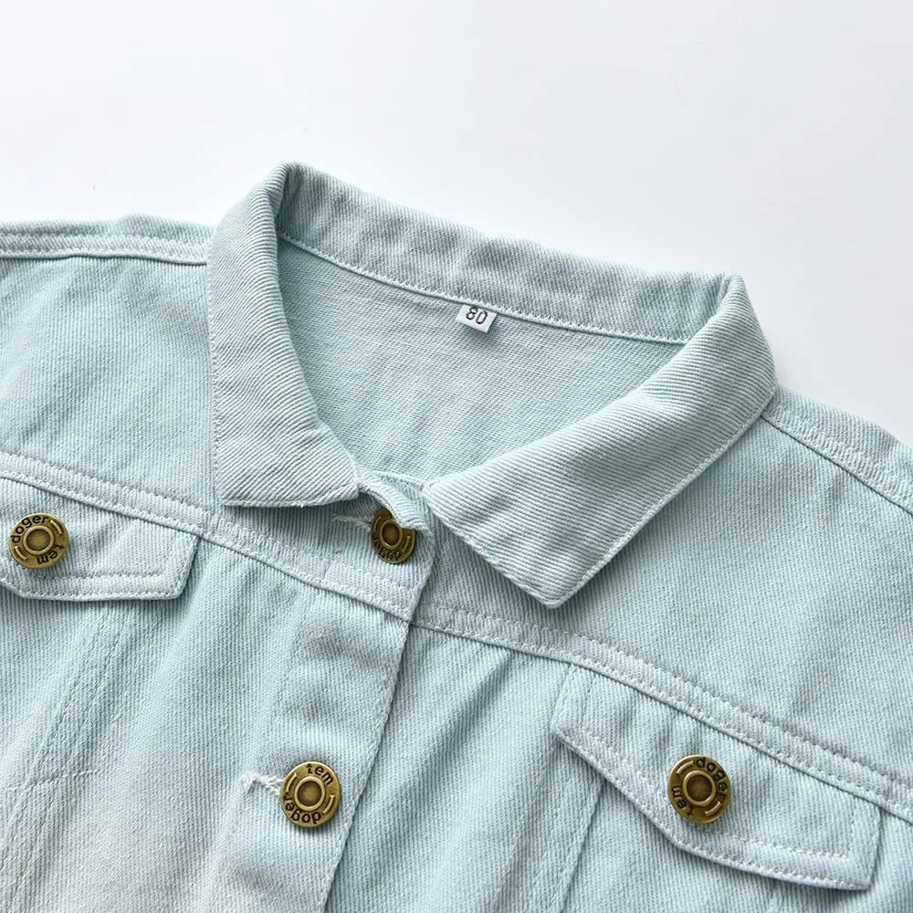 Toddler Kid Baby Boys Girls Denim Jacket Coats Long Sleeve Button Down Casual Overcoat Outerwear