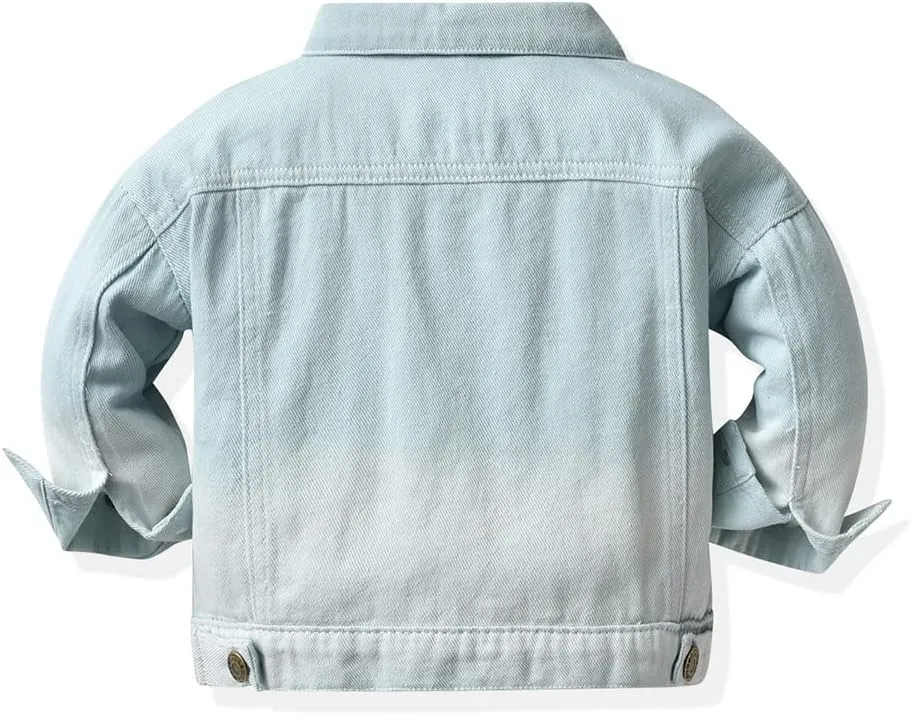 Toddler Kid Baby Boys Girls Denim Jacket Coats Long Sleeve Button Down Casual Overcoat Outerwear