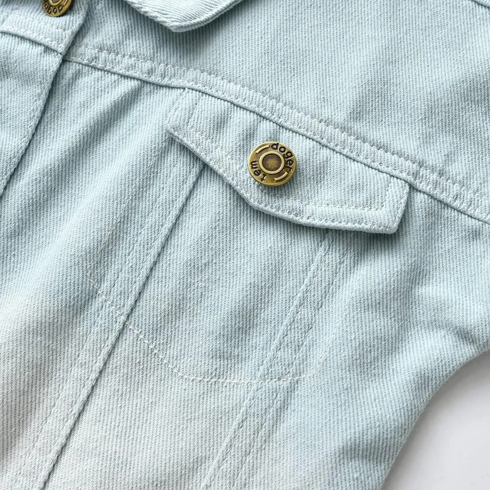 Toddler Kid Baby Boys Girls Denim Jacket Coats Long Sleeve Button Down Casual Overcoat Outerwear