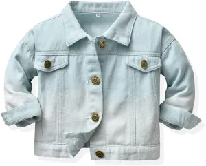 Toddler Kid Baby Boys Girls Denim Jacket Coats Long Sleeve Button Down Casual Overcoat Outerwear