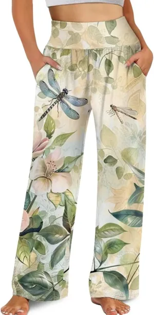 TODIYADDU Womens Wide Leg Pants Novelty Yoga Pants with Pockets High Waist Lounge Sweatpants for Workout Trendy Pajama Pants