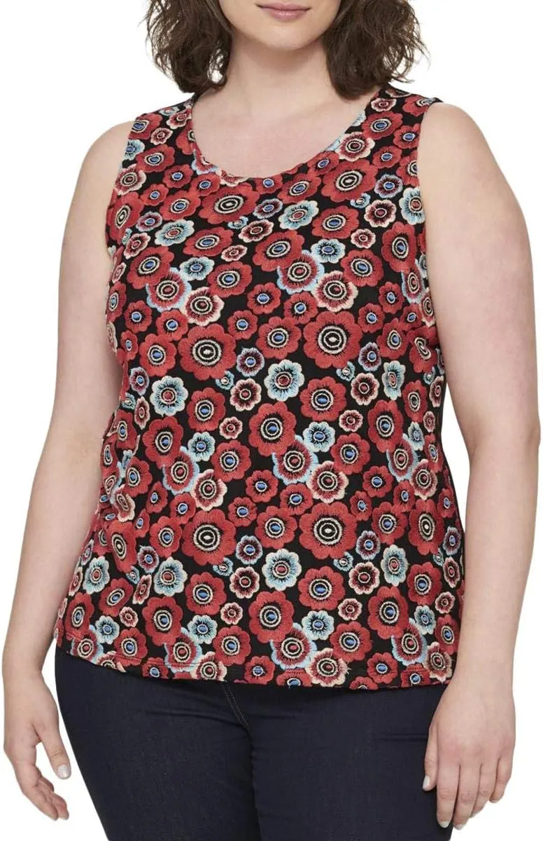 Tommy Hilfiger Women's Printed Sleeveless Floral Sportswear Top