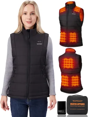 Topdot Heated Vest Women with 16000mAh 7.4V Battery Pack Included, Lights-Out Design 8 Heating Zones Women's Heated Vest