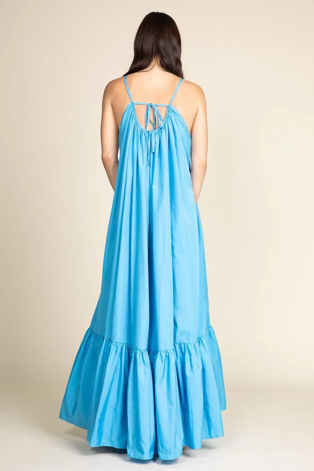 Tov Elegance A-Line Spaghetti Strap Flowy Maxi Rideau Dress