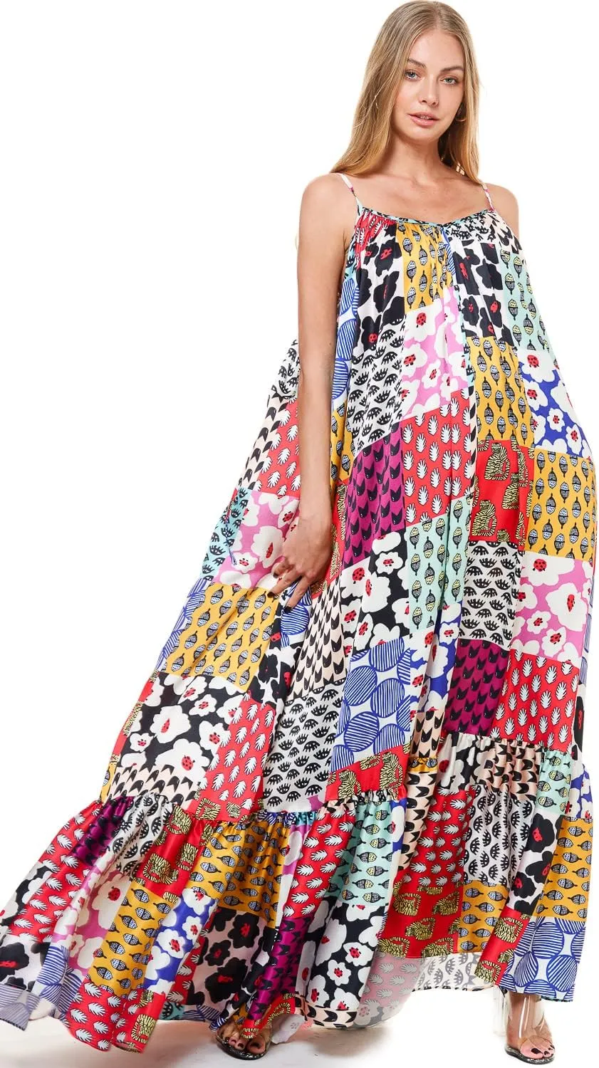 Tov Elegance A-Line Spaghetti Strap Flowy Maxi Rideau Dress