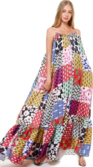 Tov Elegance A-Line Spaghetti Strap Flowy Maxi Rideau Dress