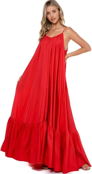 Tov Elegance A-Line Spaghetti Strap Flowy Maxi Rideau Dress