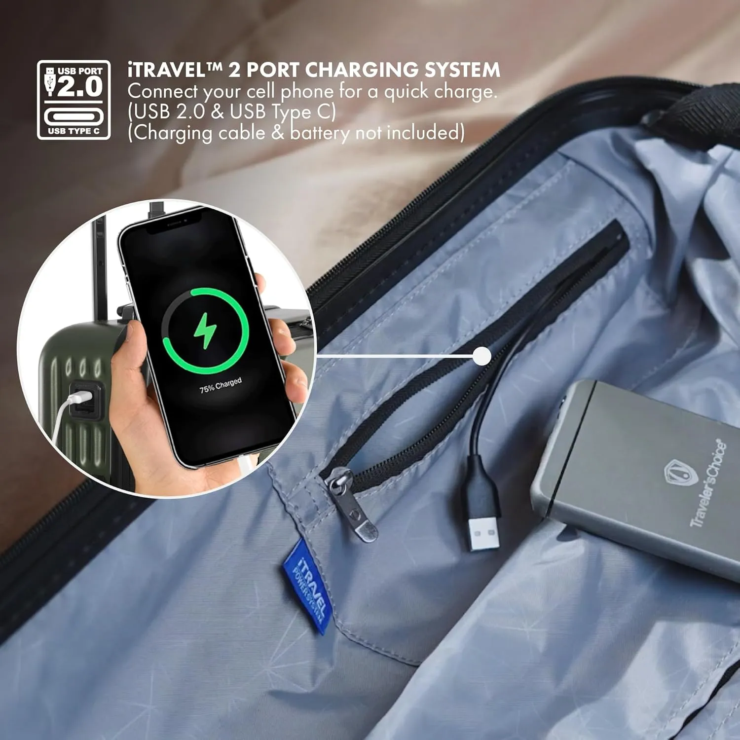 Traveler's Choice Mykel Front Pocket Polycarbonate Hardside Suitcase with Sleeve and Ergonomic Handle, Black, Carry-On 22-Inch
