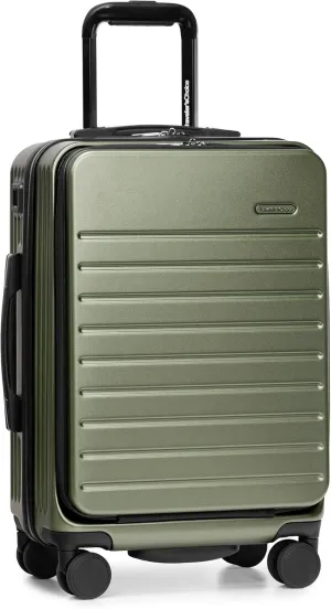Traveler's Choice Mykel Front Pocket Polycarbonate Hardside Suitcase with Sleeve and Ergonomic Handle, Green, Carry-On 22-Inch