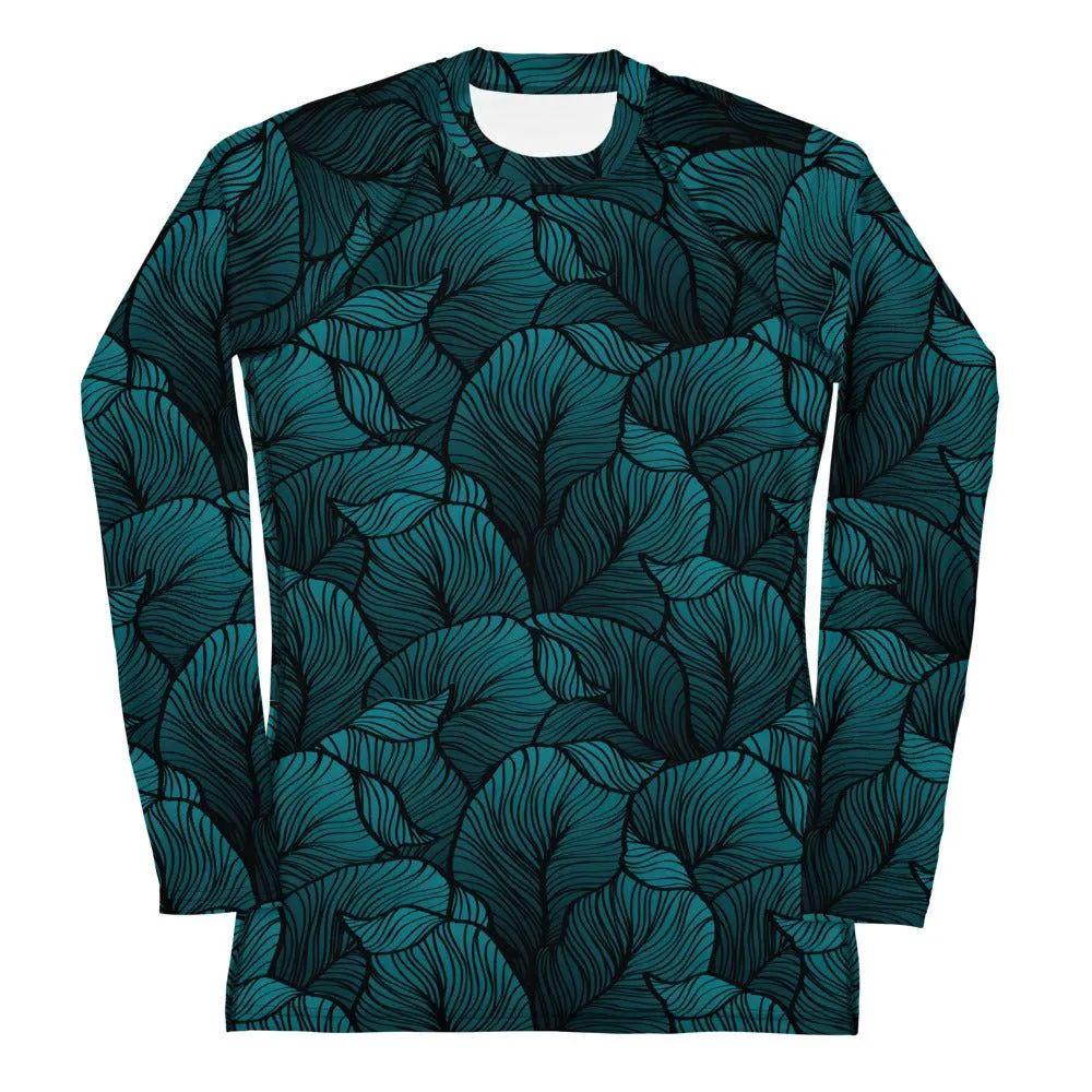 Tropical Rash Guard Women - Green surf rashguard