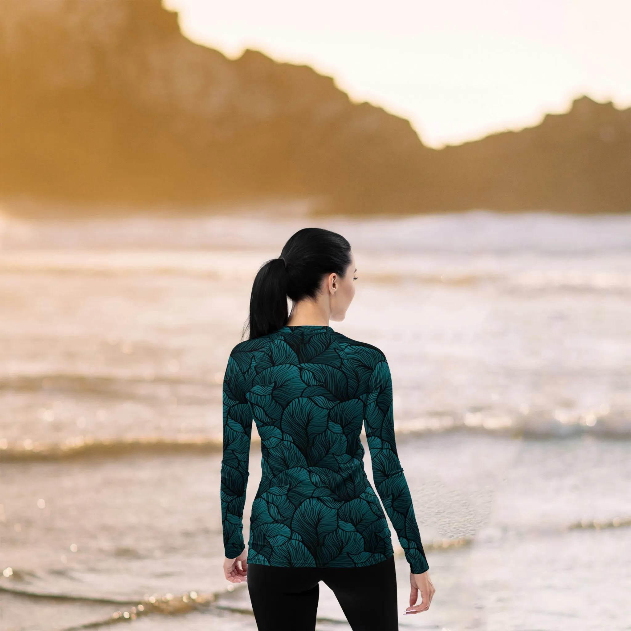 Tropical Rash Guard Women - Green surf rashguard